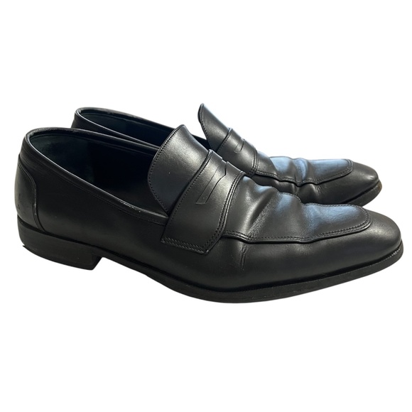 Salvatore Ferragamo Black Leather Slip-On Mens Penny Loafers size 8.5 main image 11